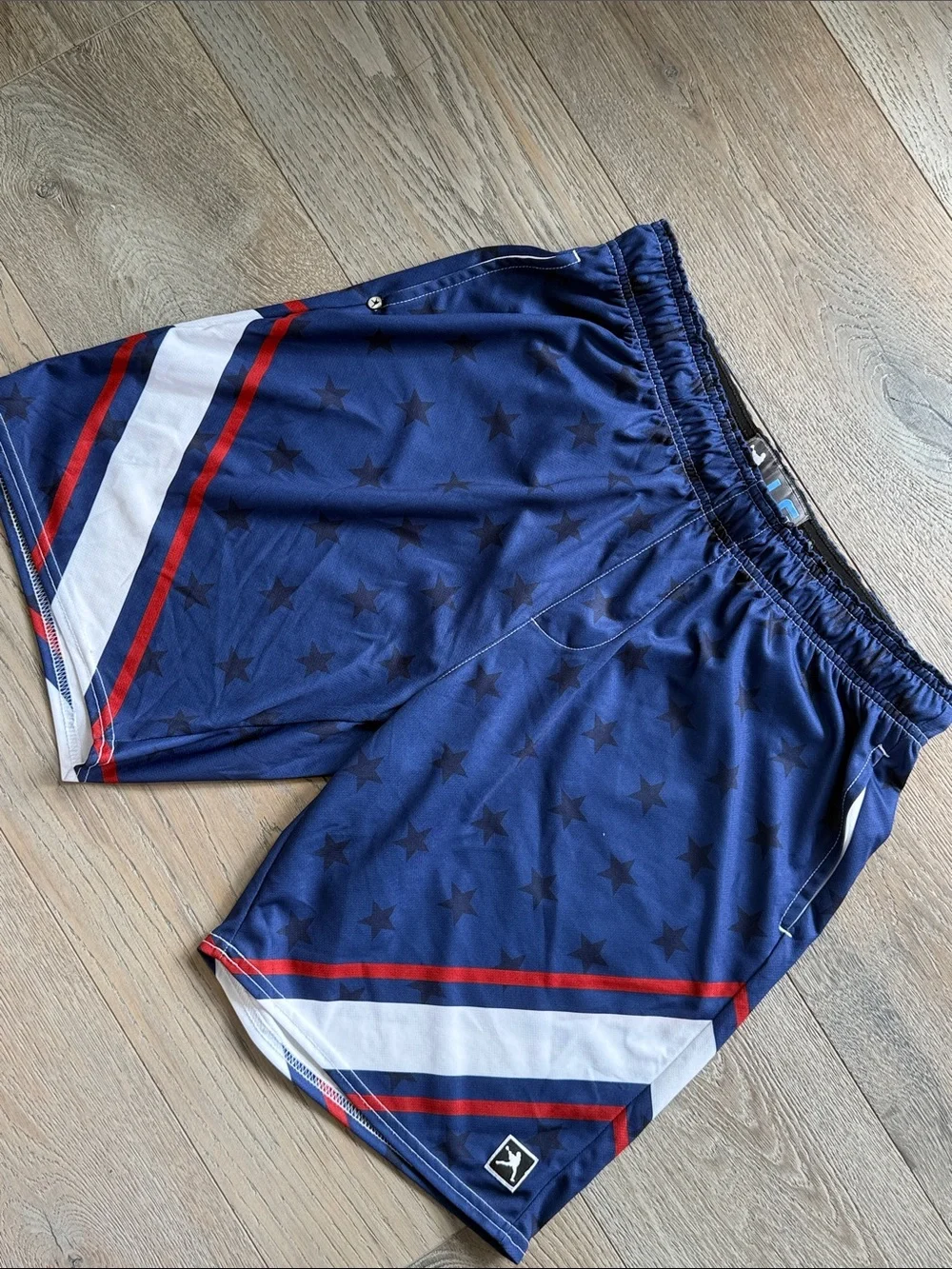 🥍 Mens Stars & Stripes USA Flag Lacrosse Unlimited LAX Athletic Shorts-Large